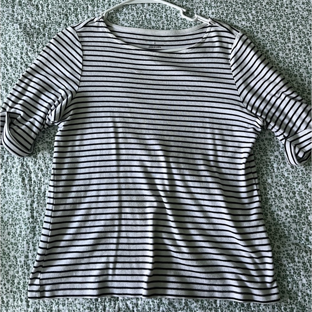 Christopher & Banks Stripped Elbow Tee